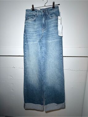 NWT Pilcro Anthropologie Wide Leg Cuffed Jeans Size 25 Tall $148